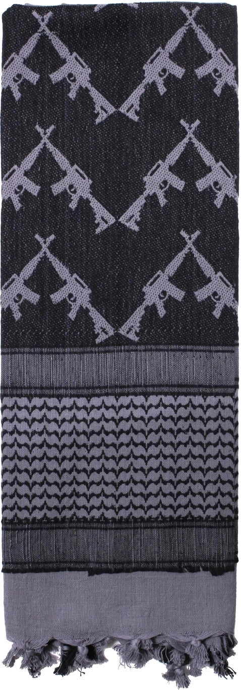 Crossed Rifles Shemagh Tactical Desert Keffiyeh Scarf - Grey