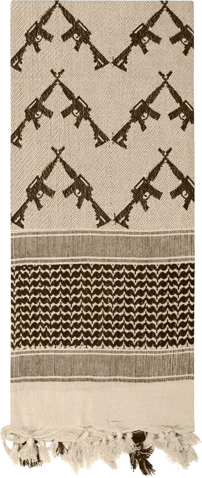 Crossed Rifles Shemagh Tactical Desert Keffiyeh Scarf - Tan