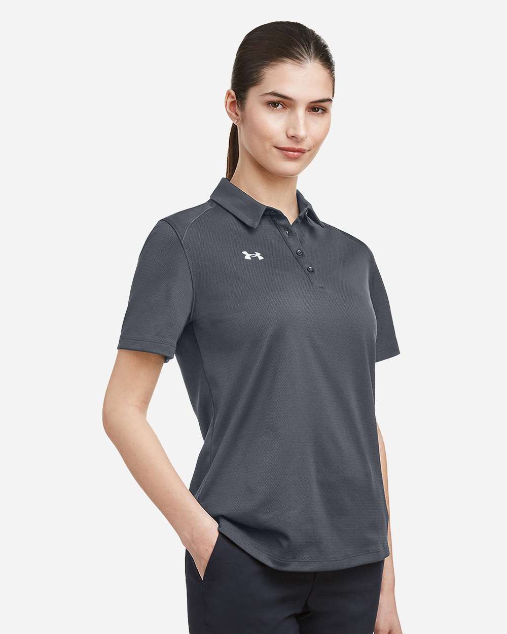 CS Grey Light Heather/ White Women's Tech™ Polo - 1370431 plain