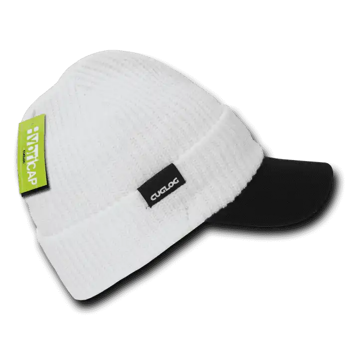 Cuglog C01 the Original Hybri Beanie with Visor - White Black - one Size Fits Most