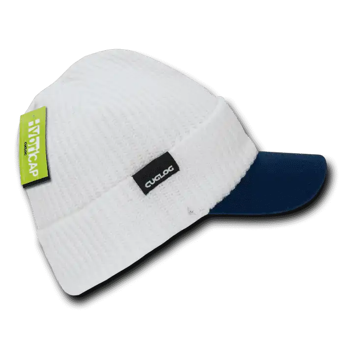 Cuglog C01 the Original Hybri Beanie with Visor - White Navy - one Size Fits Most