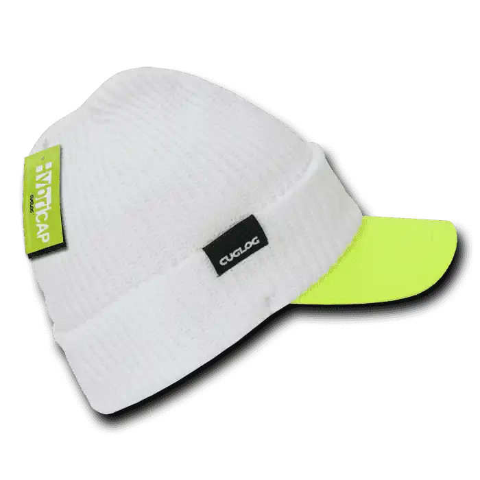 Cuglog C01 the Original Hybri Beanie with Visor - White Neon Green - one Size Fits Most