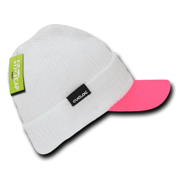 Cuglog C01 the Original Hybri Beanie with Visor - White Neon Pink - one Size Fits Most