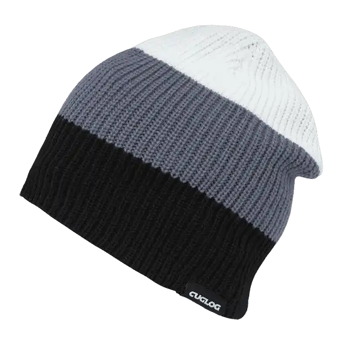 Cuglog K004 Mauna Kea 3 Tone Beanie - Black Gray White - one Size Fits Most