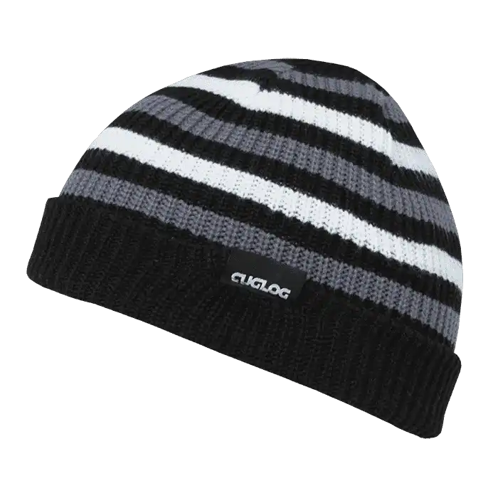 Cuglog K005 Kilimanjaro Striped Beanie - Black White Gray - one Size Fits Most