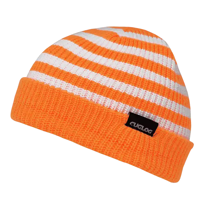 Cuglog K005 Kilimanjaro Striped Beanie - Orange White - one Size Fits Most