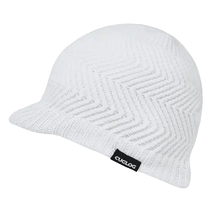 Cuglog K011 Elbert Zigzag Pattern Jeep Beanie with Visor - White - one Size Fits Most