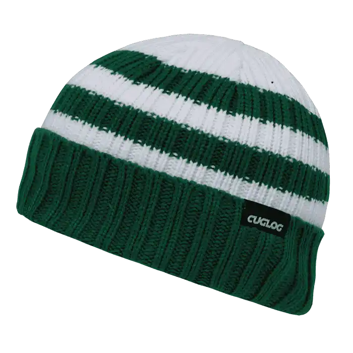 Cuglog K014 Shasta Striped Sweater Beanie - Emerald - Forest White / one Size Fits Most