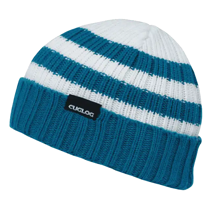 Cuglog K014 Shasta Striped Sweater Beanie - Teal - White / one Size Fits Most