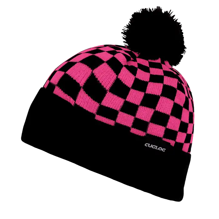 Cuglog K019 Changbai Checker Beanie - Hot Pink Black - one Size Fits Most