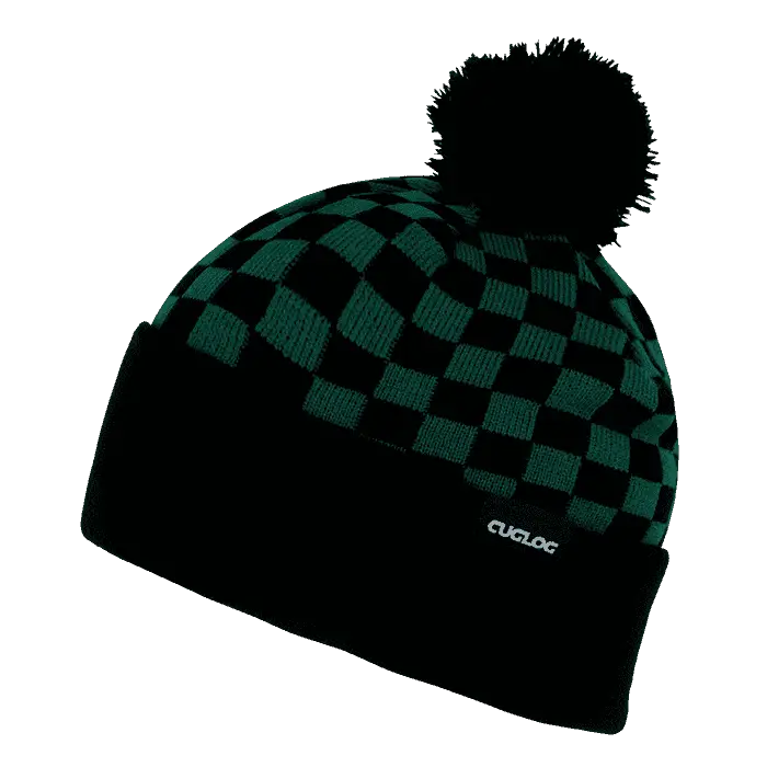 Cuglog K019 Changbai Checker Beanie - Kelly Black - one Size Fits Most