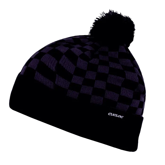 Cuglog K019 Changbai Checker Beanie - Purple Black - one Size Fits Most