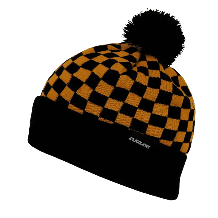 Cuglog K019 Changbai Checker Beanie - Yellow Black - one Size Fits Most