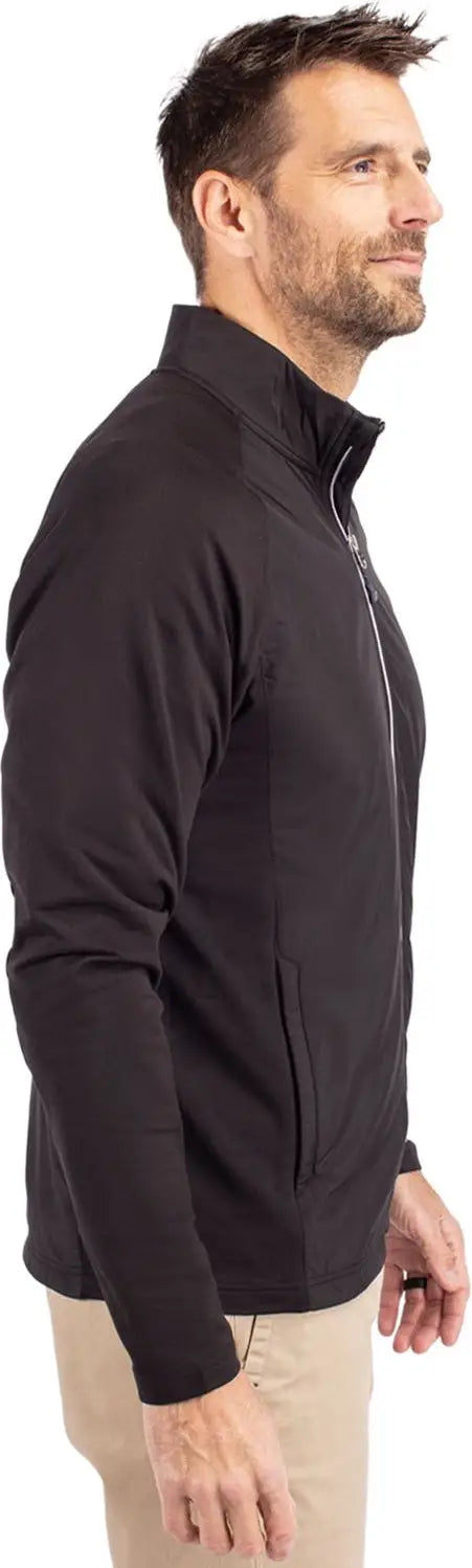 Cutter & Buck Bcc00032 Adapt Eco Knit Hybrid Recycled Mens Big Tall Full Zip Jacket - Black