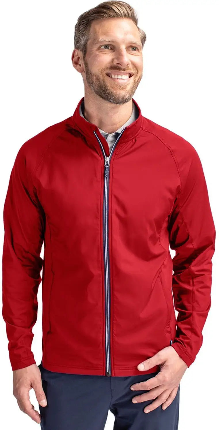 Cutter & Buck Bcc00032 Adapt Eco Knit Hybrid Recycled Mens Big Tall Full Zip Jacket - Red - Adult l