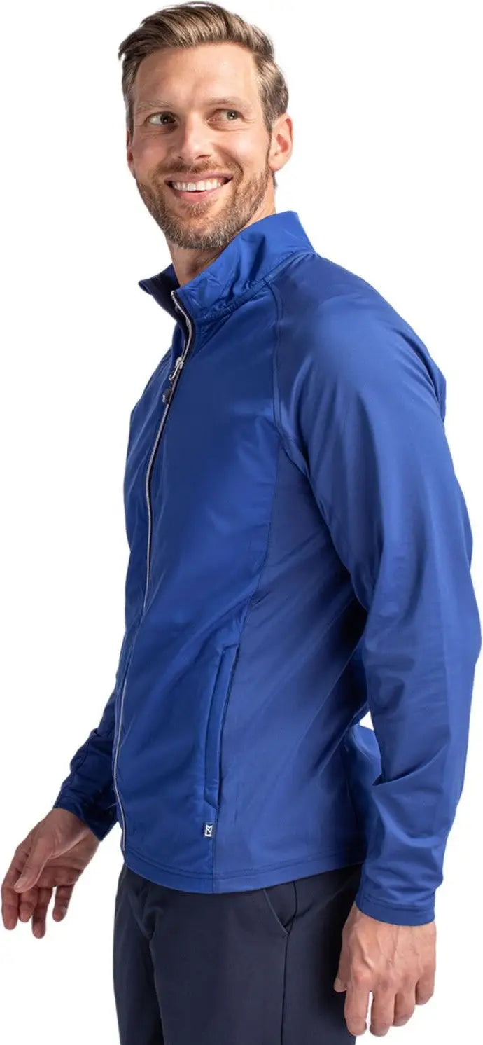 Cutter & Buck Bcc00032 Adapt Eco Knit Hybrid Recycled Mens Big Tall Full Zip Jacket - Tour Blue