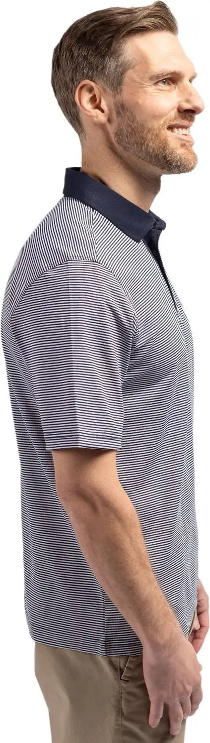 Cutter & Buck Bck00007 Virtue Eco Pique Micro Stripe Recycled Mens Big Tall Polo - Navy Blue White
