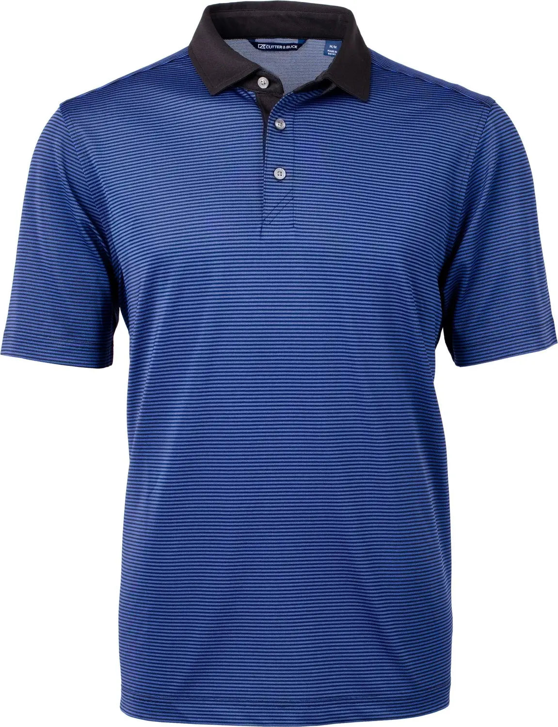 Cutter & Buck Bck00007 Virtue Eco Pique Micro Stripe Recycled Mens Big Tall Polo - Tour Blue Black