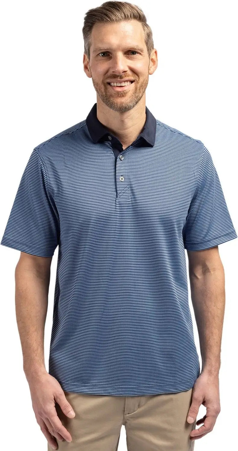 Cutter & Buck Bck00007 Virtue Eco Pique Micro Stripe Recycled Mens Big Tall Polo - Atlas Navy Blue - Atlas/navy / Adult