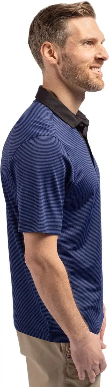Cutter & Buck Bck00007 Virtue Eco Pique Micro Stripe Recycled Mens Big Tall Polo - Tour Blue Black