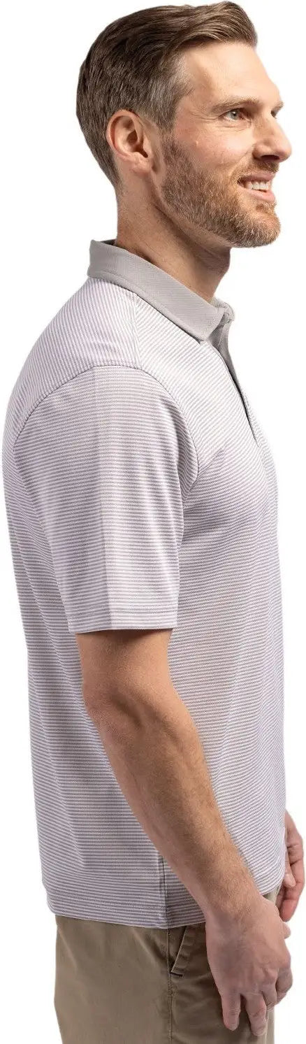 Cutter & Buck Bck00007 Virtue Eco Pique Micro Stripe Recycled Mens Big Tall Polo - Polished White