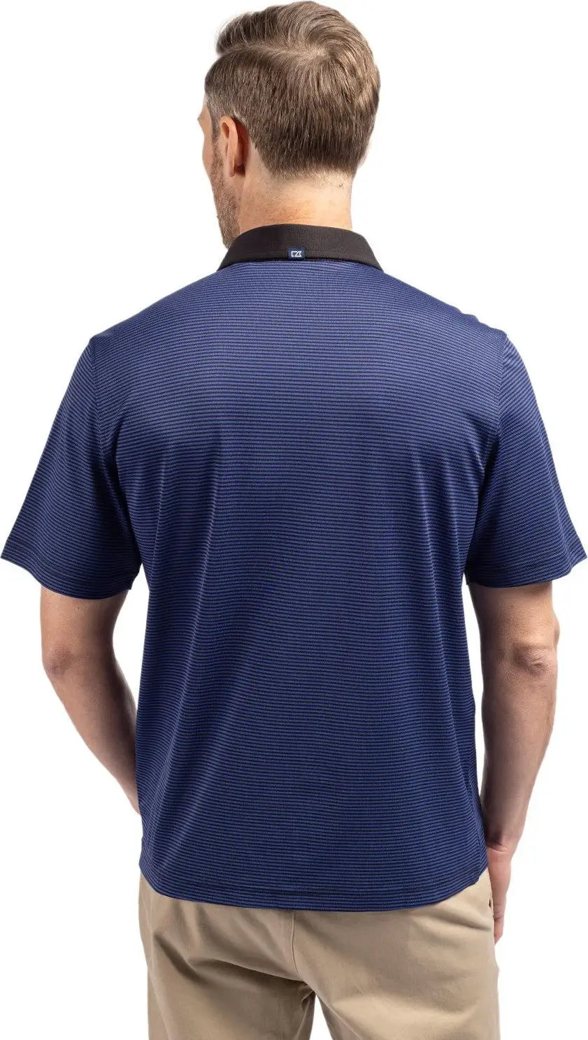Cutter & Buck Bck00007 Virtue Eco Pique Micro Stripe Recycled Mens Big Tall Polo - Tour Blue Black