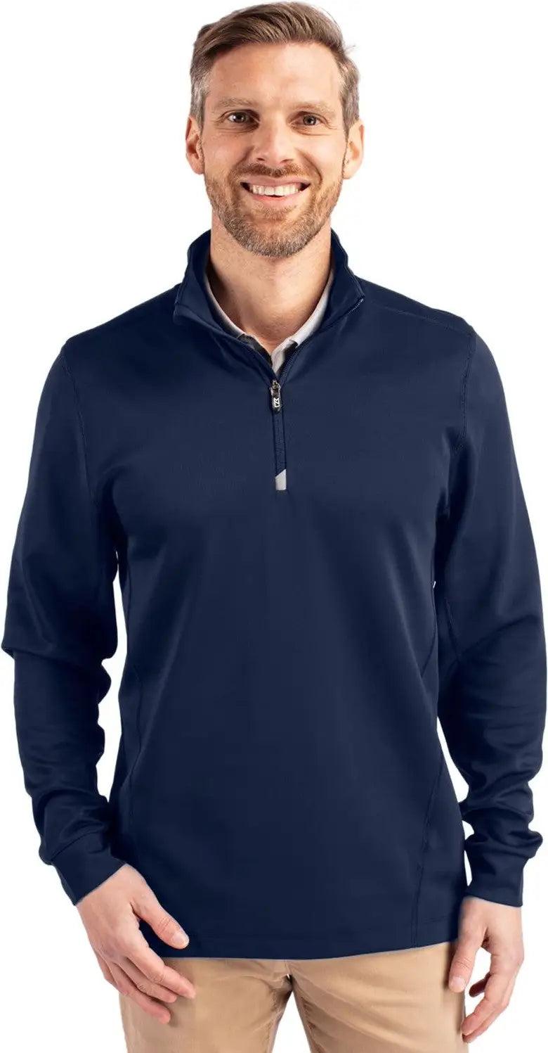 Cutter & Buck Bck00067 Traverse Stretch Eco Quarter Zip Mens Big and Tall Pullover - Liberty Navy - Adult l