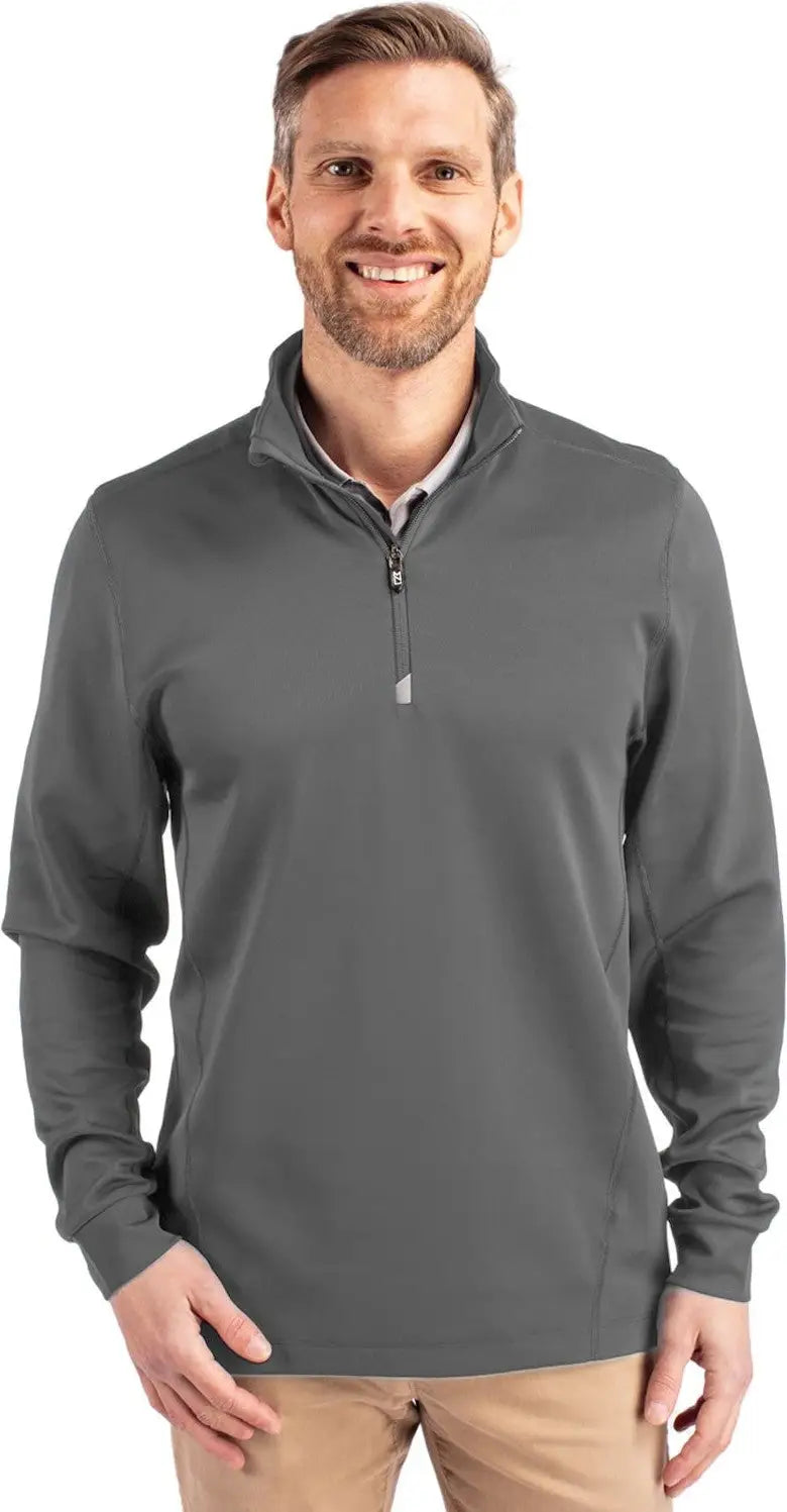 Cutter & Buck Bck00067 Traverse Stretch Eco Quarter Zip Mens Big and Tall Pullover - Elemental Gray - Adult l