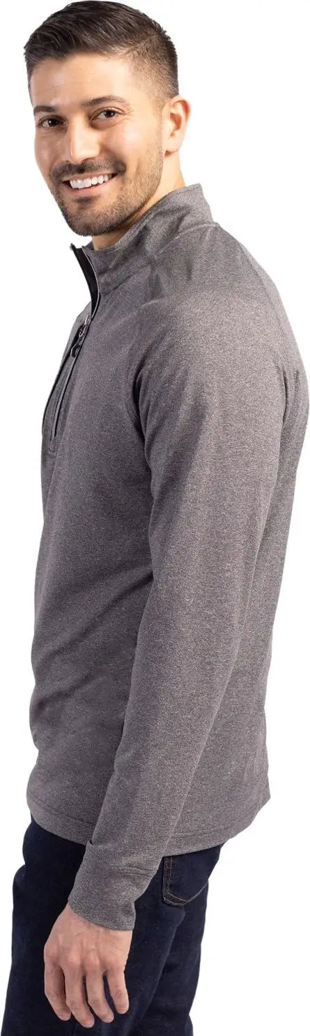 Cutter & Buck Bck01086 Adapt Eco Knit Heather Mens Big Tall Quarter Zip Pullover - Black