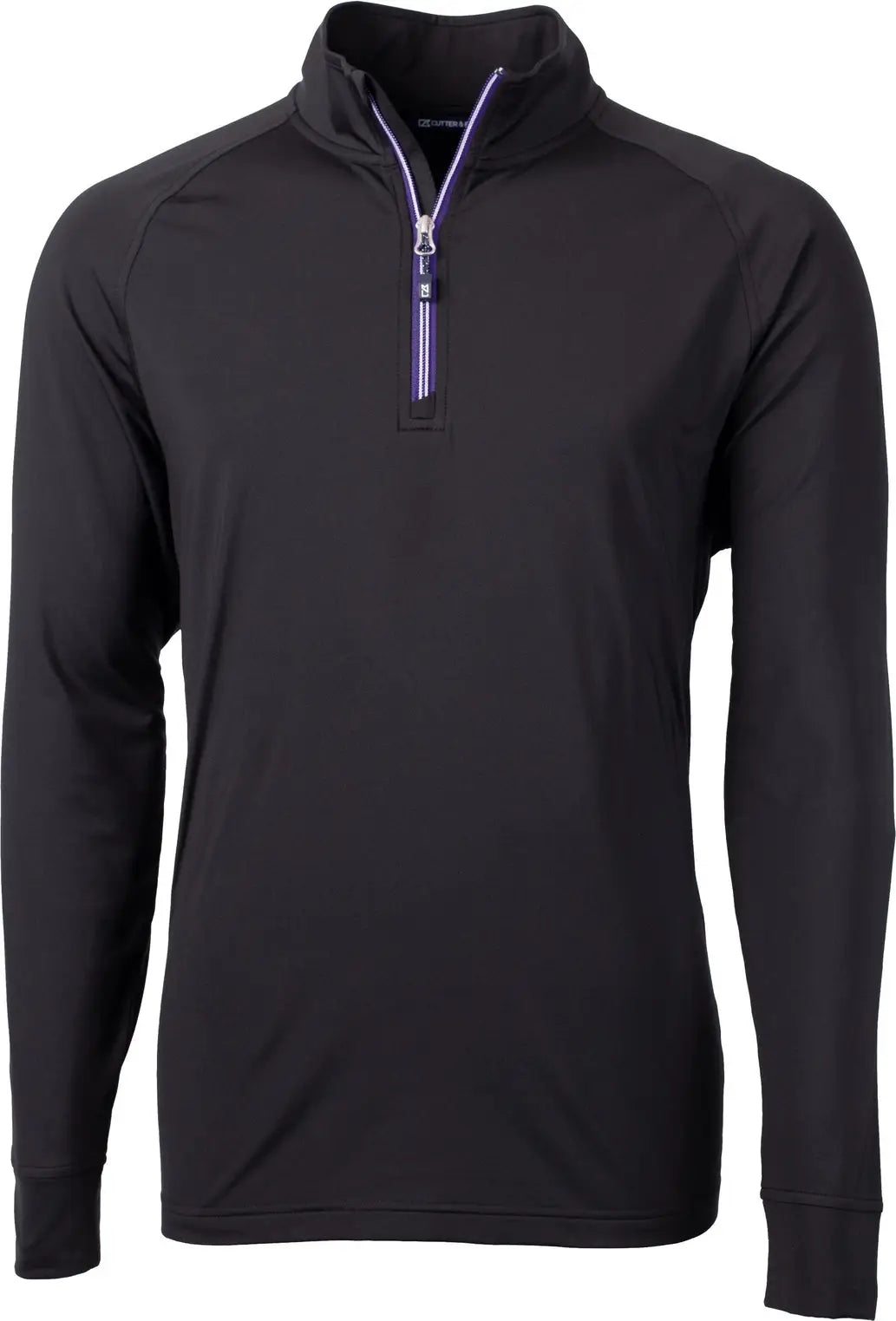 Cutter & Buck Bck01143 Adapt Eco Knit Stretch Recycled Mens Big and Tall Quarter Zip Pullover - Black College Purple