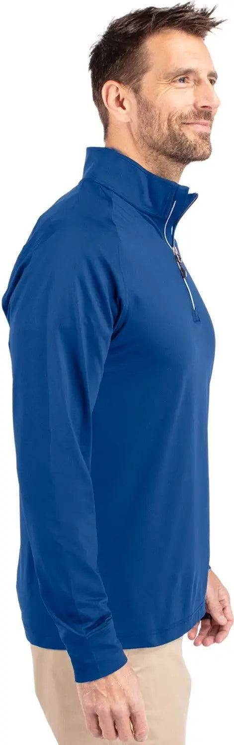 Cutter & Buck Bck01143 Adapt Eco Knit Stretch Recycled Mens Big and Tall Quarter Zip Pullover - Tour Blue