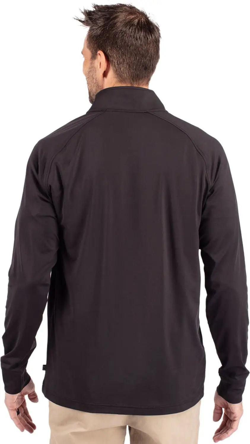 Cutter & Buck Bck01143 Adapt Eco Knit Stretch Recycled Mens Big and Tall Quarter Zip Pullover - Black Hunter