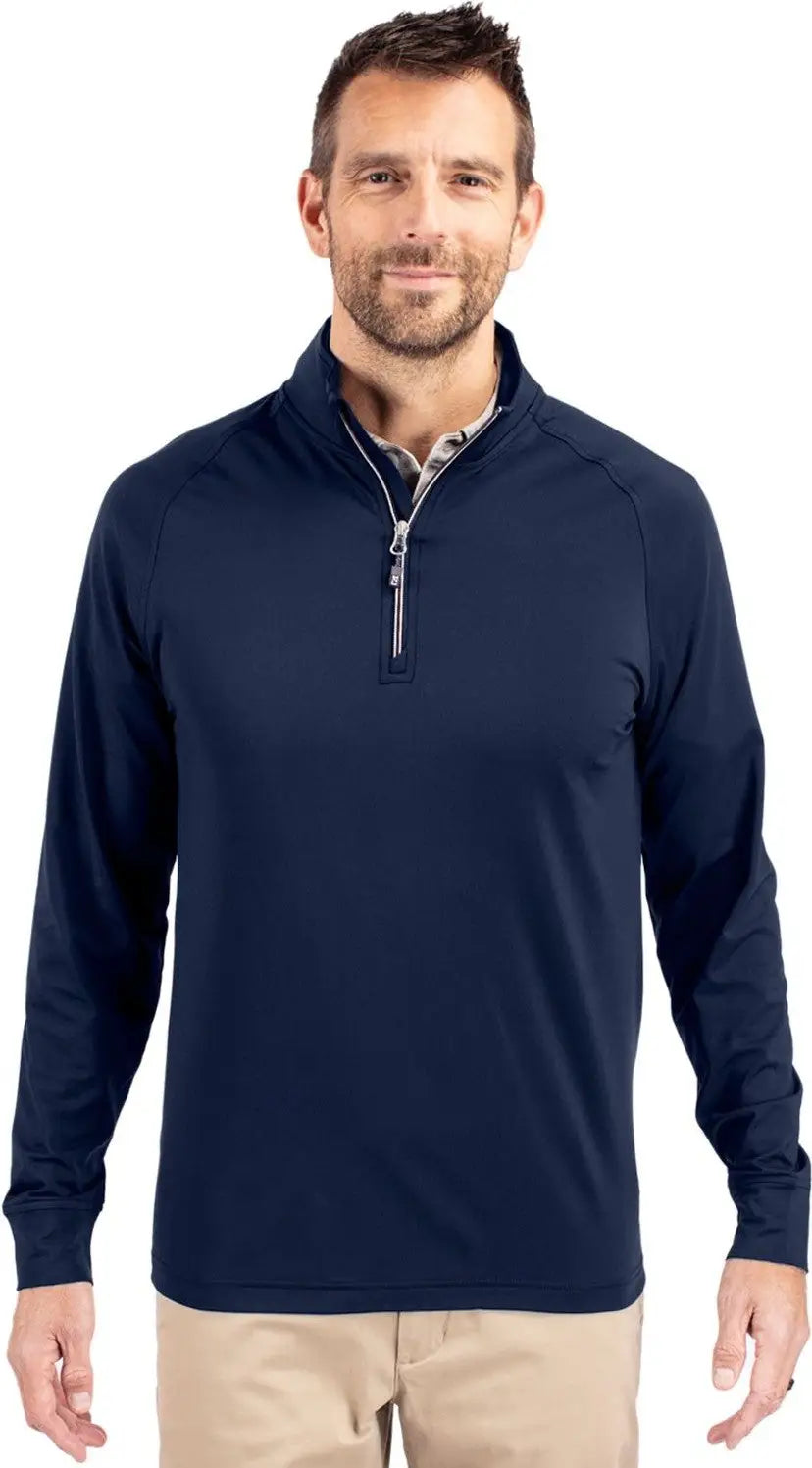 Cutter & Buck Bck01143 Adapt Eco Knit Stretch Recycled Mens Big and Tall Quarter Zip Pullover - Navy Blue - Adult l