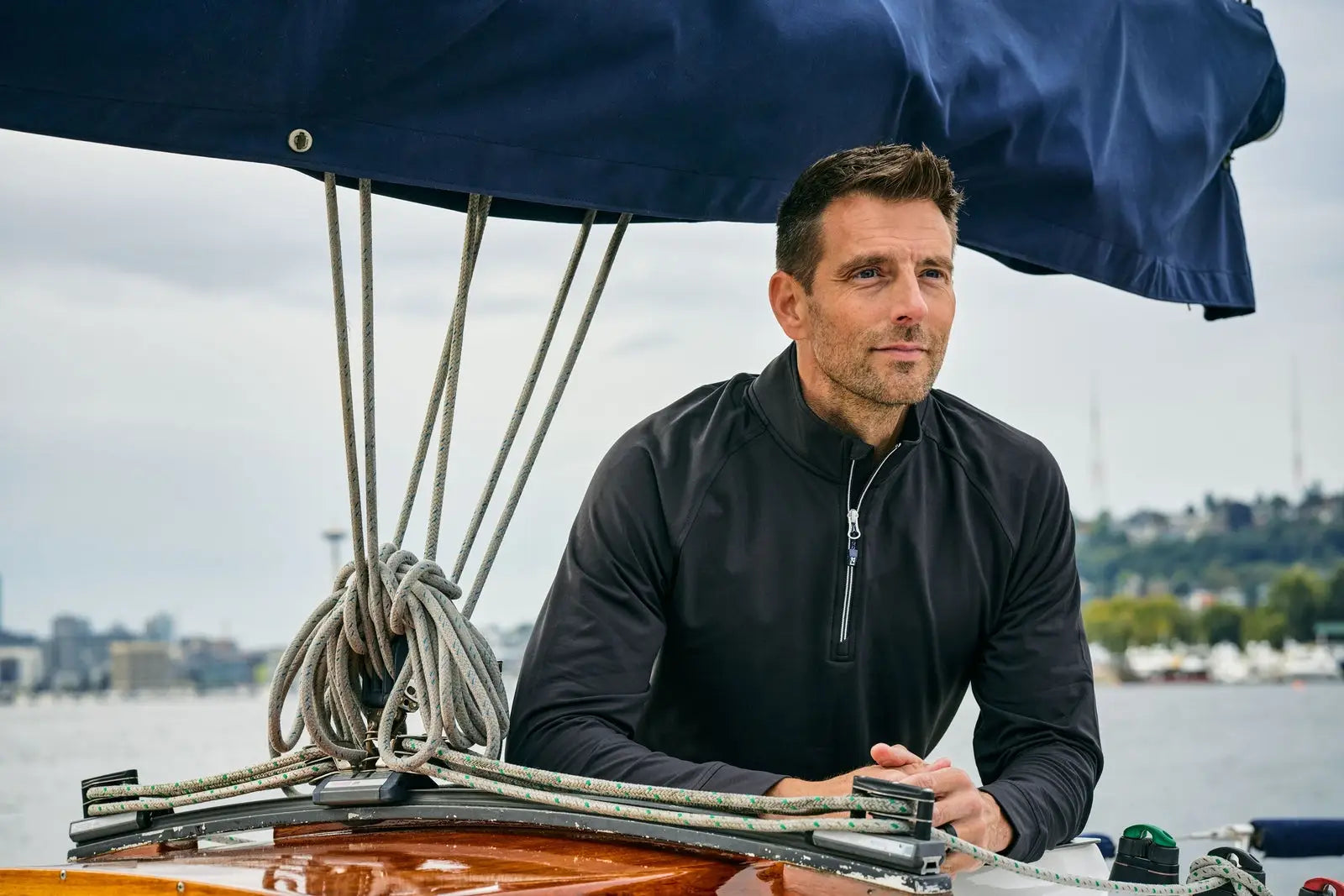 Cutter & Buck Bck01143 Adapt Eco Knit Stretch Recycled Mens Big and Tall Quarter Zip Pullover - Black - Adult l