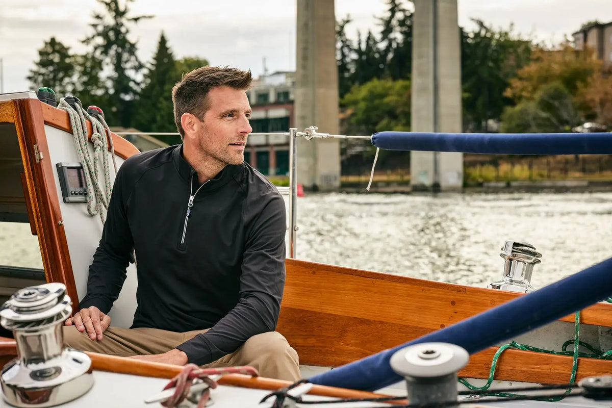 Cutter & Buck Bck01143 Adapt Eco Knit Stretch Recycled Mens Big and Tall Quarter Zip Pullover - Black