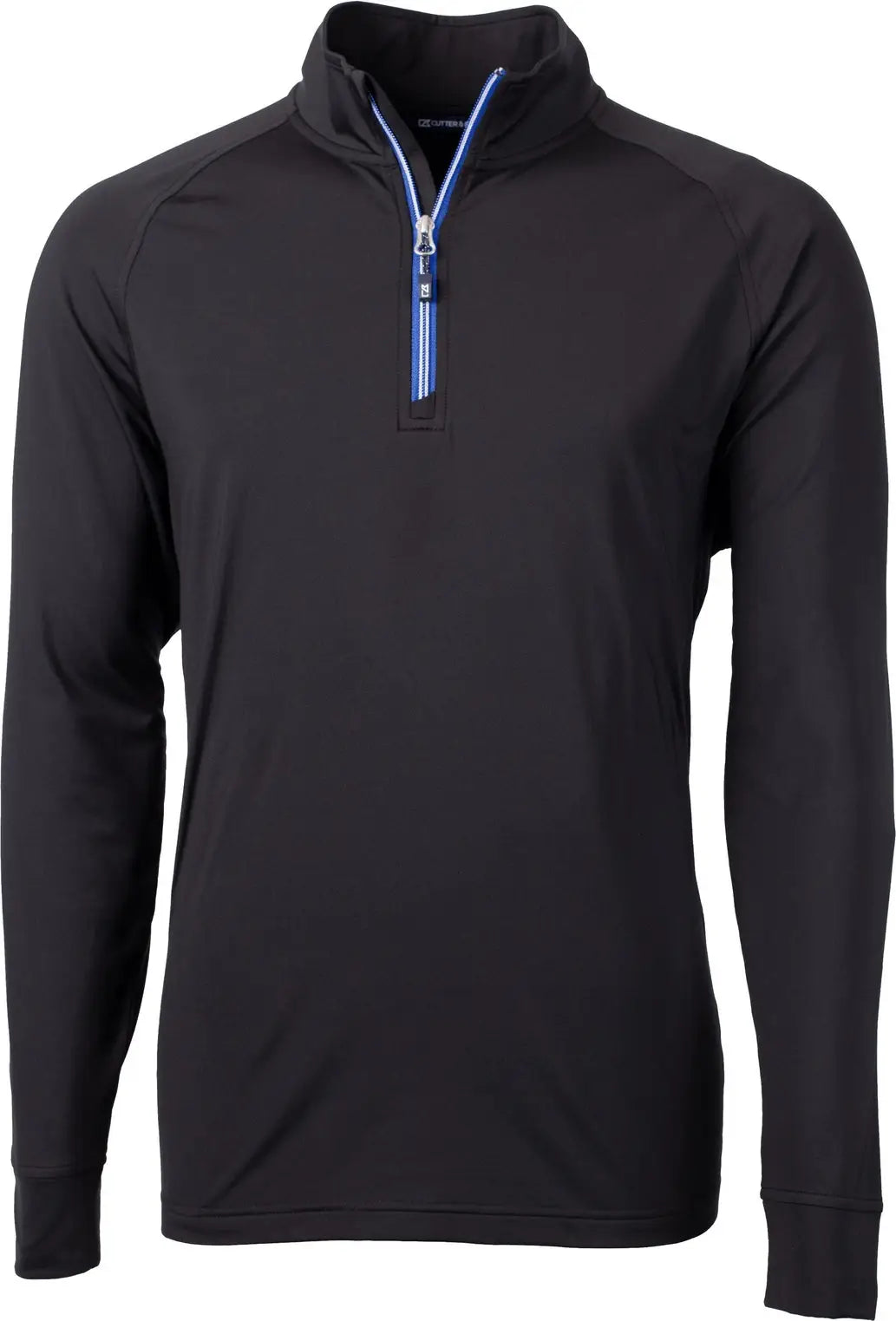 Cutter & Buck Bck01143 Adapt Eco Knit Stretch Recycled Mens Big and Tall Quarter Zip Pullover - Black Tour Blue