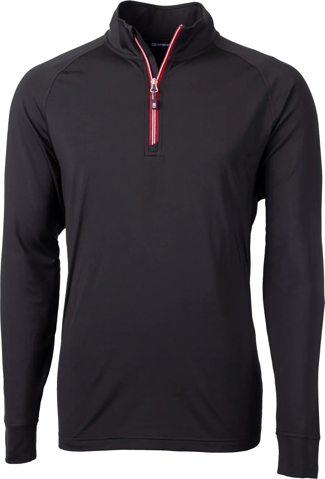 Cutter & Buck Bck01143 Adapt Eco Knit Stretch Recycled Mens Big and Tall Quarter Zip Pullover - Black Red - Black/red