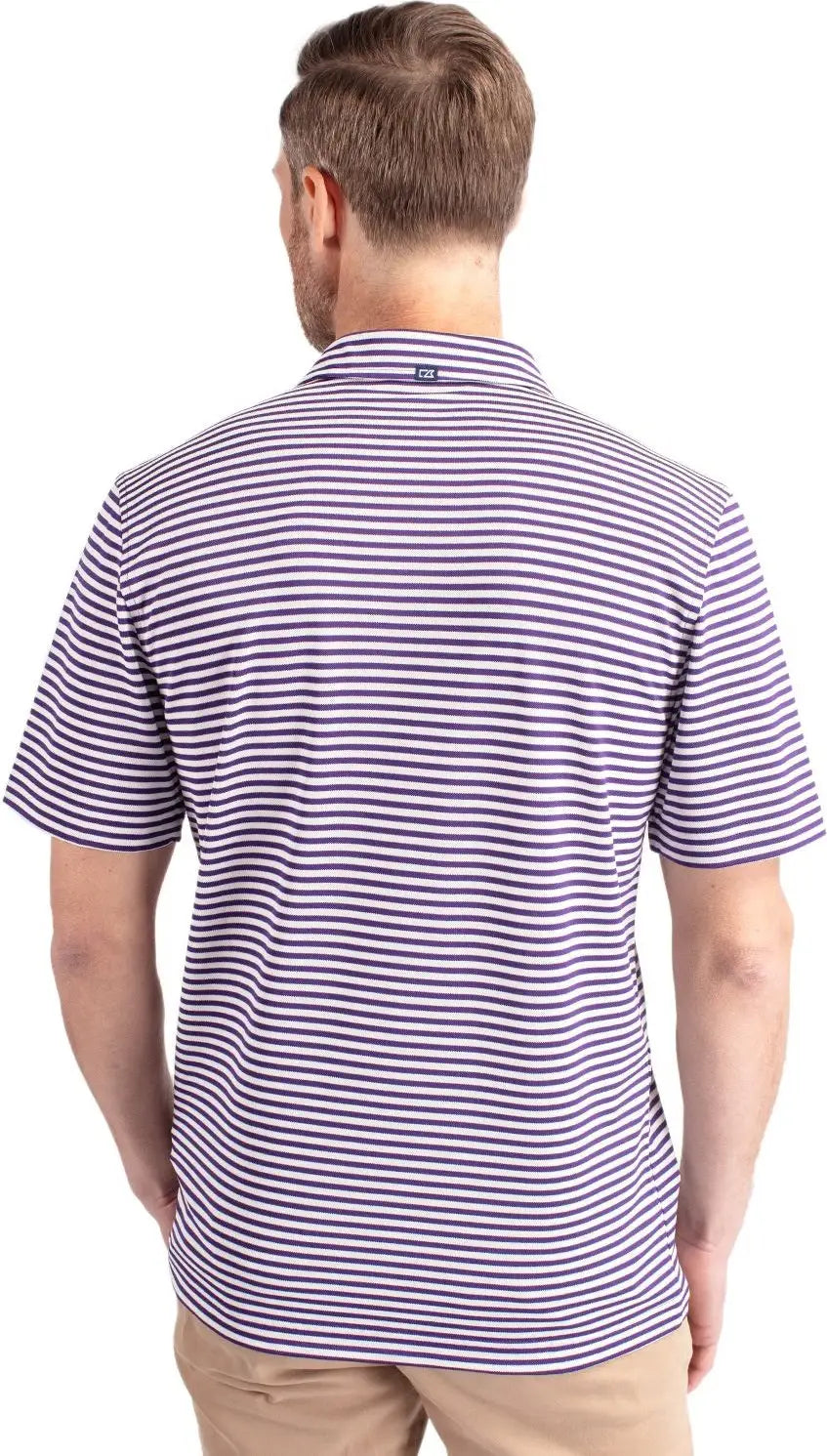 Cutter & Buck Bck01168 Virtue Eco Pique Stripe Recycled Mens Big and Tall Polo - College Purple