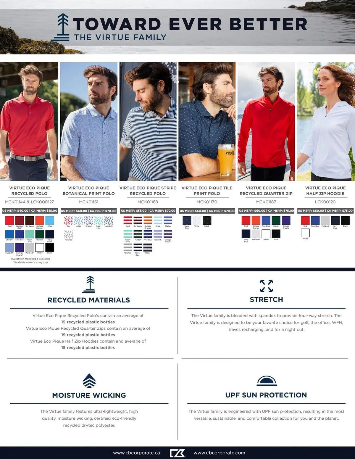 Cutter & Buck Bck01168 Virtue Eco Pique Stripe Recycled Mens Big and Tall Polo - Tour Blue