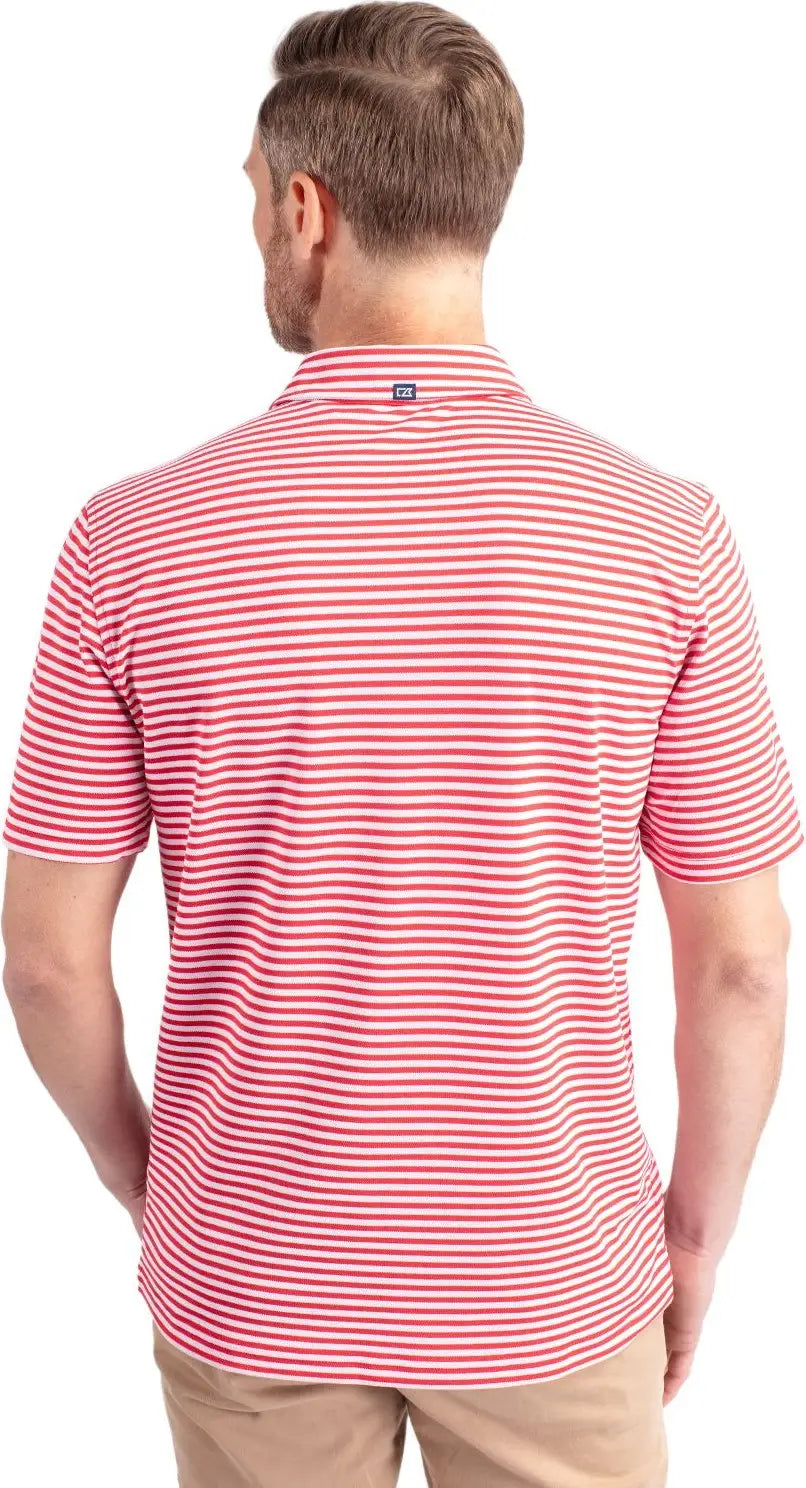 Cutter & Buck Bck01168 Virtue Eco Pique Stripe Recycled Mens Big and Tall Polo - Red