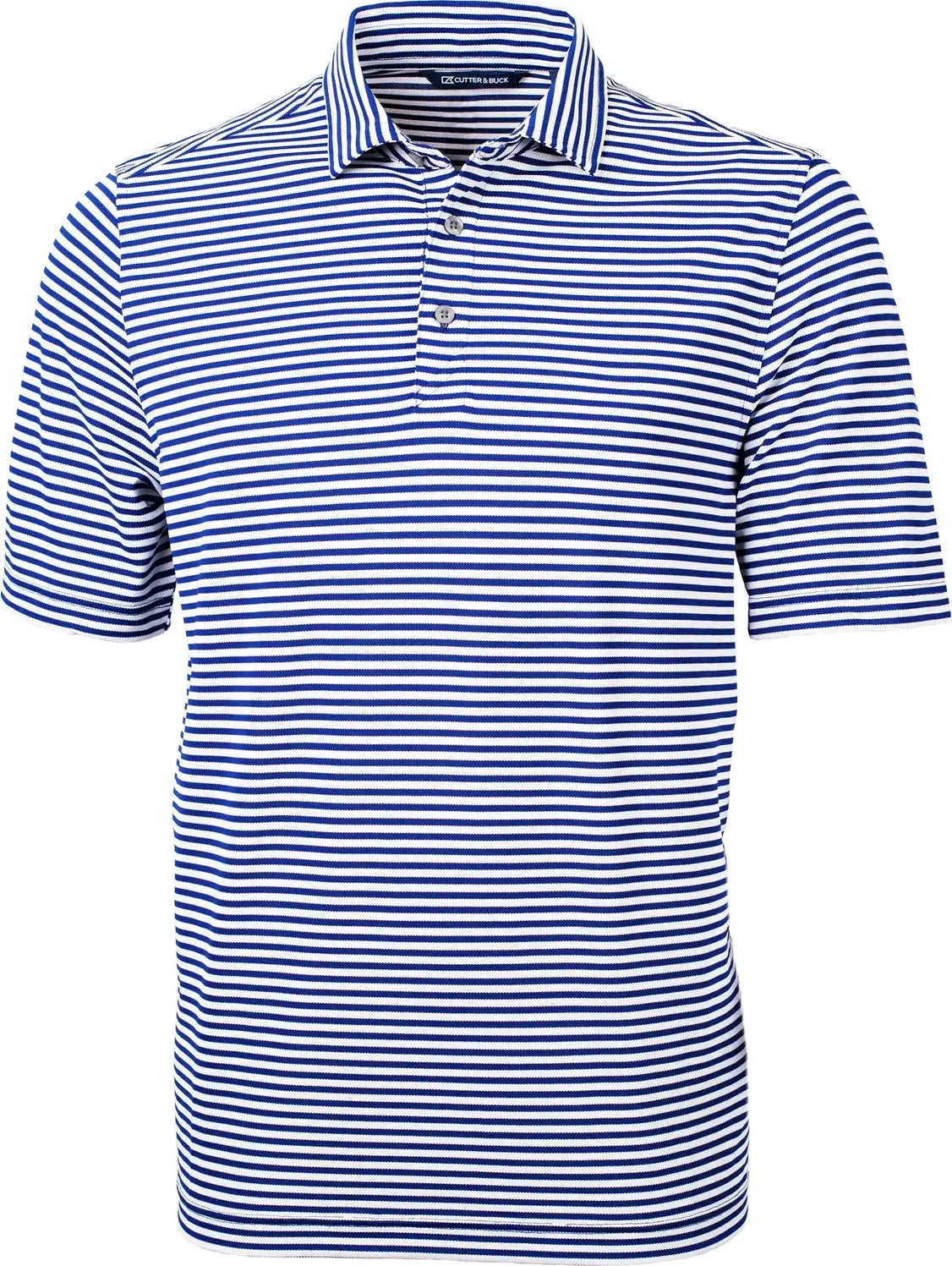 Cutter & Buck Bck01168 Virtue Eco Pique Stripe Recycled Mens Big and Tall Polo - Tour Blue