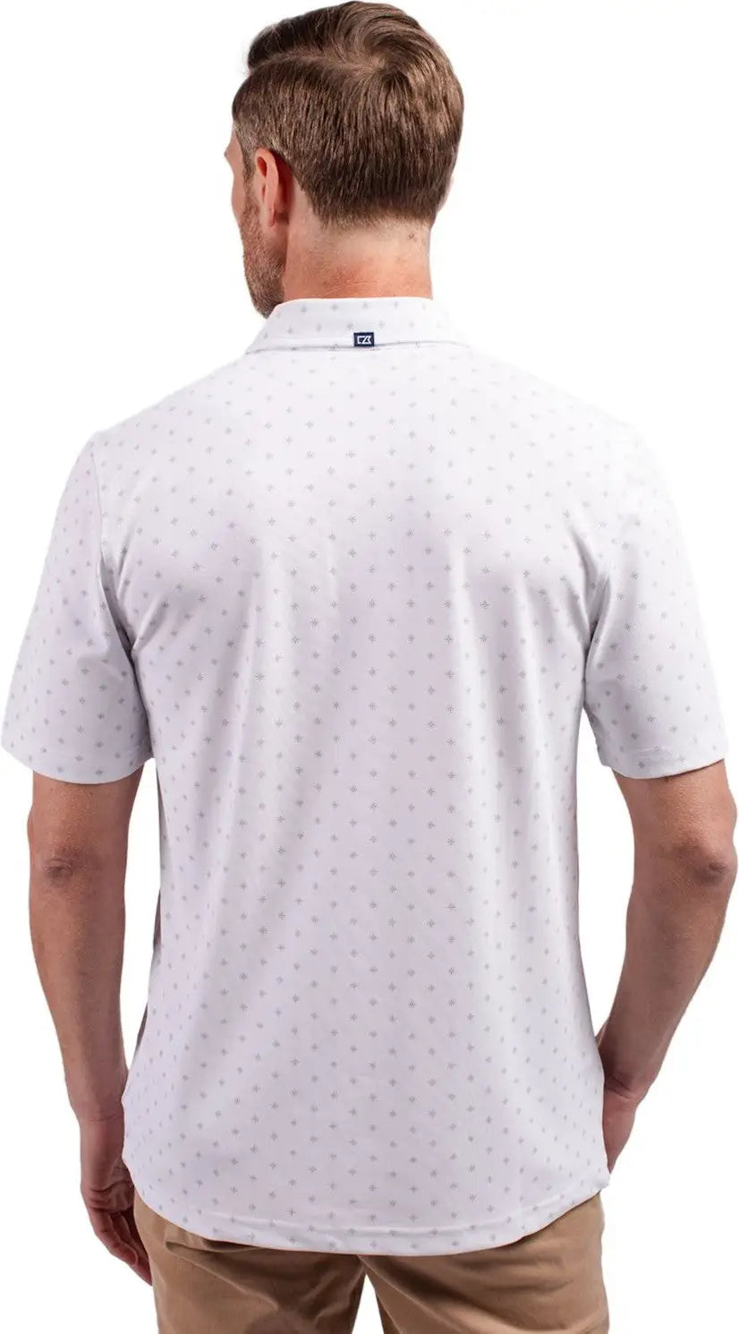 Cutter & Buck Bck01170 Virtue Eco Pique Tile Print Recycled Mens Big Tall Polo - White