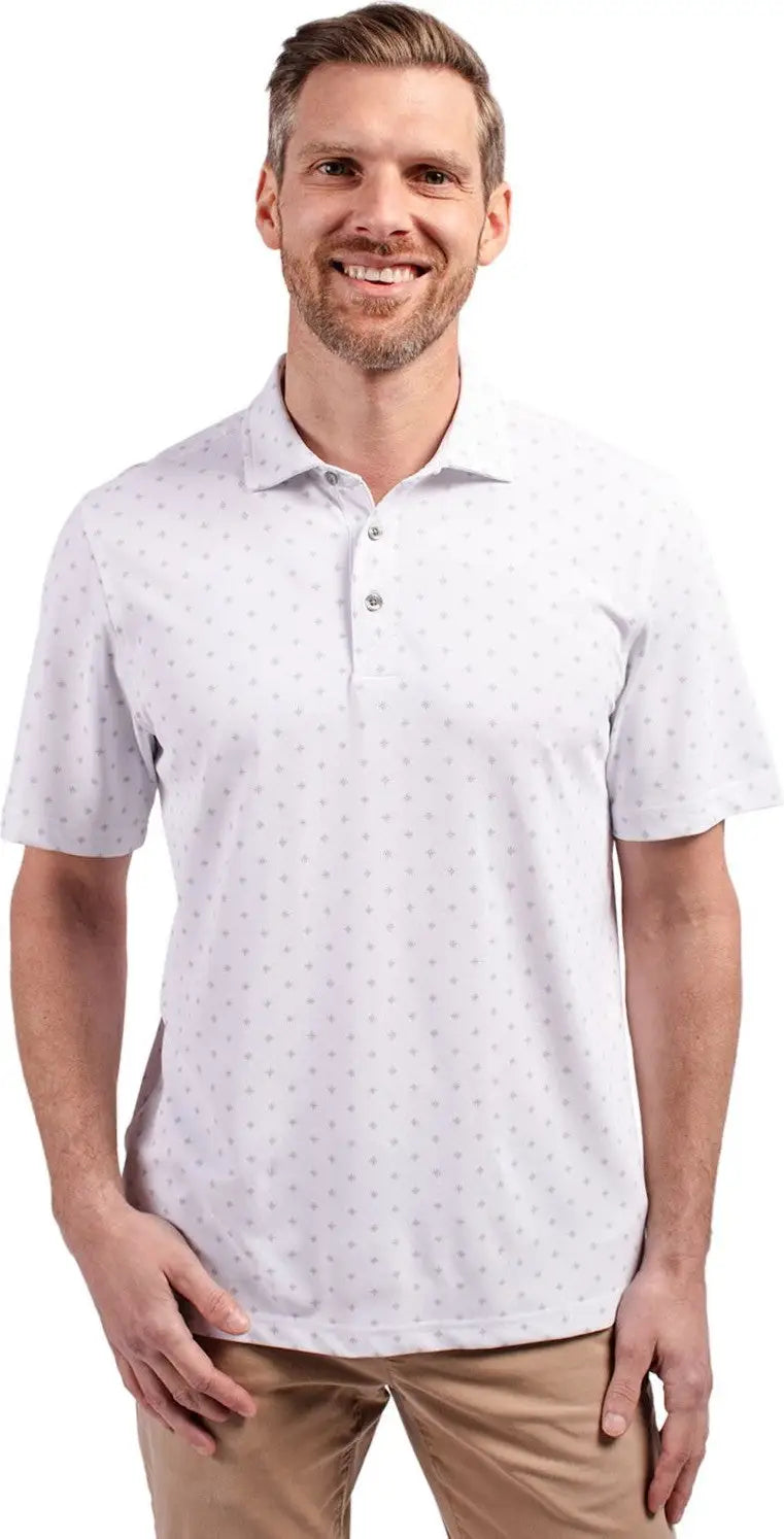 Cutter & Buck Bck01170 Virtue Eco Pique Tile Print Recycled Mens Big Tall Polo - White - Adult l