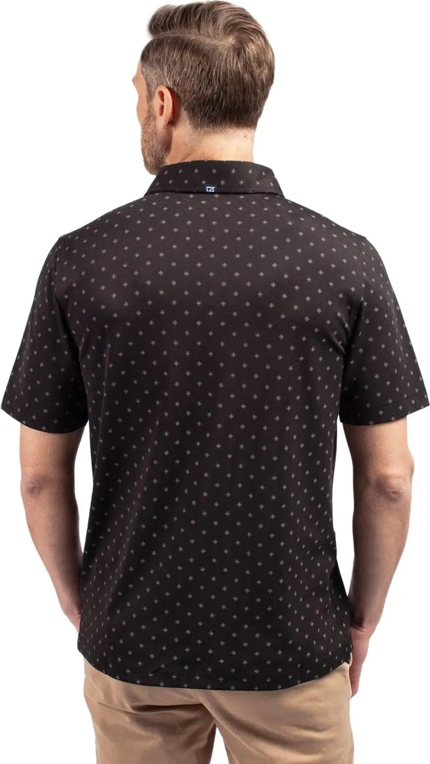 Cutter & Buck Bck01170 Virtue Eco Pique Tile Print Recycled Mens Big Tall Polo - Black