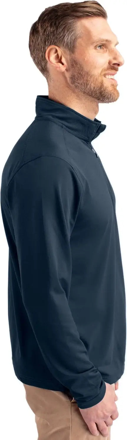 Cutter & Buck Bck01187 Virtue Eco Pique Recycled Quarter Zip Mens Big Tall Pullover - Navy Blue