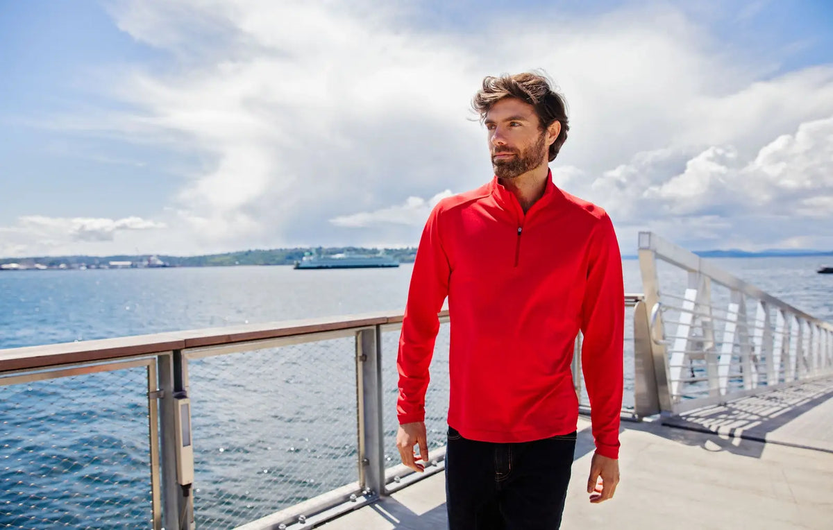 Cutter & Buck Bck01187 Virtue Eco Pique Recycled Quarter Zip Mens Big Tall Pullover - Red
