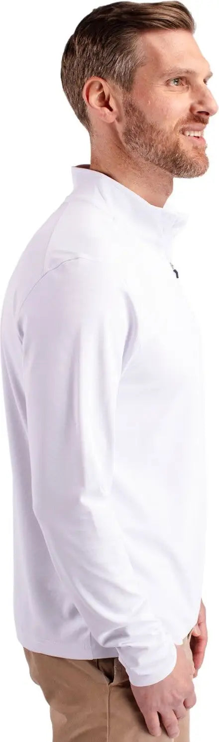 Cutter & Buck Bck01187 Virtue Eco Pique Recycled Quarter Zip Mens Big Tall Pullover - White