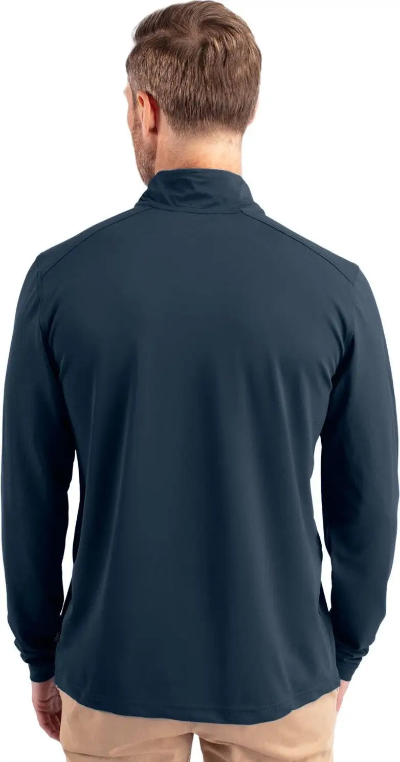 Cutter & Buck Bck01187 Virtue Eco Pique Recycled Quarter Zip Mens Big Tall Pullover - Navy Blue