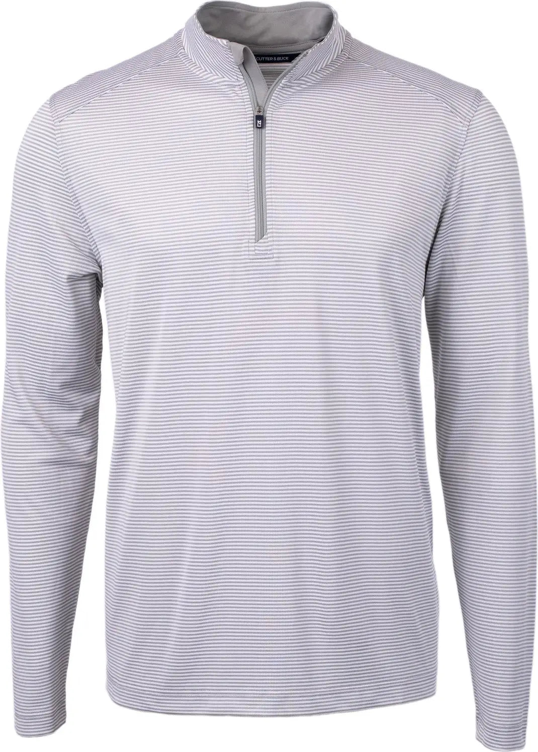 Cutter & Buck Bck01258 Virtue Eco Pique Micro Stripe Recycled Mens Big Tall Quarter Zip - Polished White