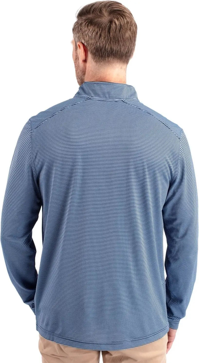 Cutter & Buck Bck01258 Virtue Eco Pique Micro Stripe Recycled Mens Big Tall Quarter Zip - Atlas Navy Blue